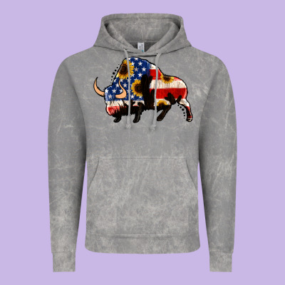 American Flag Bison Vintage Hoodie Designed By Jasminsmagicworld