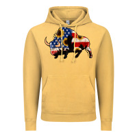 Vintage Mustard american flag bison Vintage Hoodie - Jasminsmagicworld