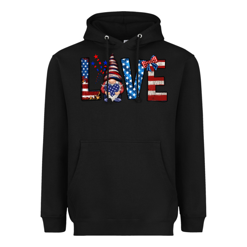 4th Of July Love Gnome Heavyweight Hoodie by HowdyJamesFarm | Teevron