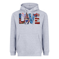 Heather Grey 4th Of July love gnome Heavyweight Hoodie - HowdyJamesFarm