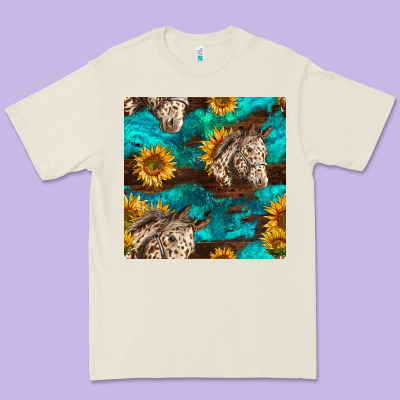 Appaloosa Horses And Sunflowers Seamless Pattern Premium Tee Designed By Bundleandbundleshop