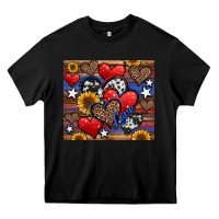 Black 4th of july american hearts Heavy Core Tee - Jasminsmagicworld