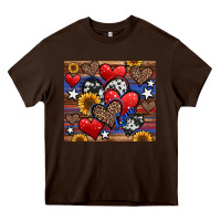 Chocolate Brown 4th of july american hearts Heavy Core Tee - Jasminsmagicworld