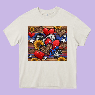4th Of July American Hearts Heavy Core Tee Designed By Jasminsmagicworld