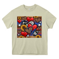Mossy 4th of july american hearts Heavy Core Tee - Jasminsmagicworld