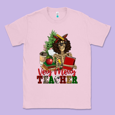 Very Merry Teacher Skeleton Classic Tee Designed By Nancycooperartshop