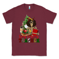 Burgundy very merry teacher skeleton Classic Tee - NancyCooperArtShop