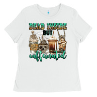 White dead inside but caffeinated skeleton coffee cups Ladies Tee - Jasminsmagicworld