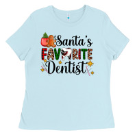 Baby Blue santa's favorite dentist Ladies Tee - AdoDesignShop
