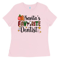Bubblegum Pink santa's favorite dentist Ladies Tee - AdoDesignShop