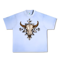 Grape Ice bull skull with aztec Urban Heavy Tee - MaliasSmallBusiness