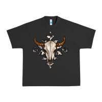 Pigment Black bull skull with aztec Urban Heavy Tee - MaliasSmallBusiness