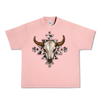 Salmon bull skull with aztec Urban Heavy Tee - MaliasSmallBusiness