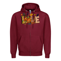 Burgundy Fall love Zipper Hoodie - NancyCooperArtShop