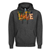 Charcoal Heather Fall love Zipper Hoodie - NancyCooperArtShop