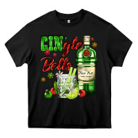 Black gin`gle bells with bottle and cocktail Heavy Core Tee - AdoDesignShop