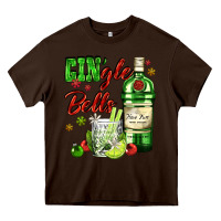 Chocolate Brown gin`gle bells with bottle and cocktail Heavy Core Tee - AdoDesignShop