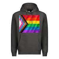 Charcoal Heather Pride flag Premium Hoodie - CowGirlArtShop