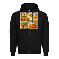 Black Hello Fall pumpkins Zipper Hoodie - NancyCooperArtShop