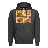 Charcoal Heather Hello Fall pumpkins Zipper Hoodie - NancyCooperArtShop