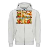 Dove Grey Hello Fall pumpkins Zipper Hoodie - NancyCooperArtShop