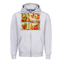 Heather Grey Hello Fall pumpkins Zipper Hoodie - NancyCooperArtShop