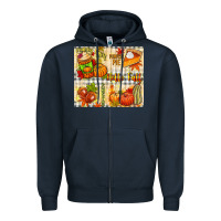 Navy Hello Fall pumpkins Zipper Hoodie - NancyCooperArtShop