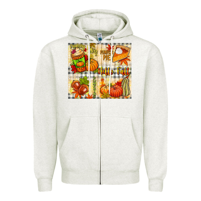 Hello Fall Pumpkins Zipper Hoodie by NancyCooperArtShop | Teevron