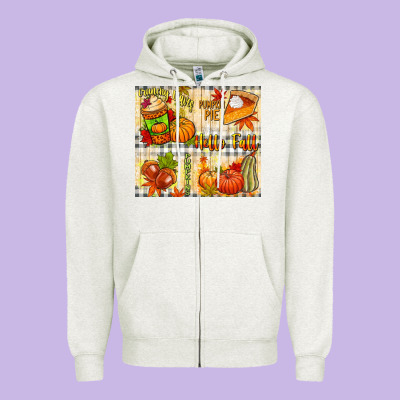 Hello Fall Pumpkins Zipper Hoodie Designed By Nancycooperartshop