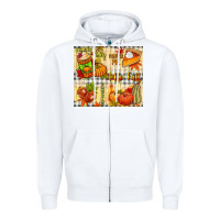 White Hello Fall pumpkins Zipper Hoodie - NancyCooperArtShop