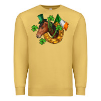Antique Gold Horse with horseshoe St. Patrick's Premium Sweatshirt - CowGirlArtShop