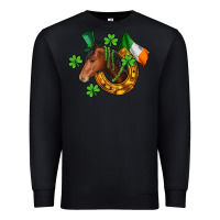 Black Horse with horseshoe St. Patrick's Premium Sweatshirt - CowGirlArtShop