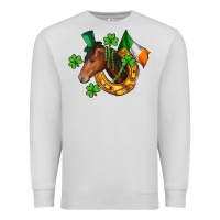 Dove Grey Horse with horseshoe St. Patrick's Premium Sweatshirt - CowGirlArtShop