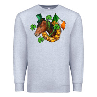 Heather Grey Horse with horseshoe St. Patrick's Premium Sweatshirt - CowGirlArtShop