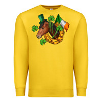 Lemon Horse with horseshoe St. Patrick's Premium Sweatshirt - CowGirlArtShop