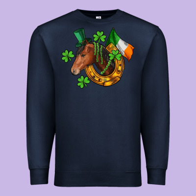 Horse With Horseshoe St. Patrick's Premium Sweatshirt Designed By Cowgirlartshop