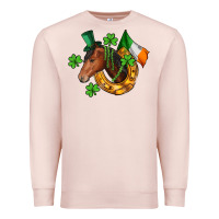 Pale Pink Horse with horseshoe St. Patrick's Premium Sweatshirt - CowGirlArtShop