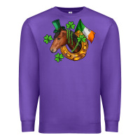 Purple Horse with horseshoe St. Patrick's Premium Sweatshirt - CowGirlArtShop
