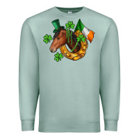 Seafoam Horse with horseshoe St. Patrick's Premium Sweatshirt - CowGirlArtShop