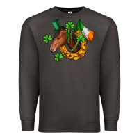 Smoke Horse with horseshoe St. Patrick's Premium Sweatshirt - CowGirlArtShop