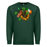 Sports Green Horse with horseshoe St. Patrick's Premium Sweatshirt - CowGirlArtShop