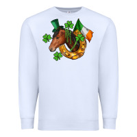 White Horse with horseshoe St. Patrick's Premium Sweatshirt - CowGirlArtShop