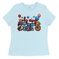 Baby Blue oh my stars 4th of july Ladies Tee - Jasminsmagicworld