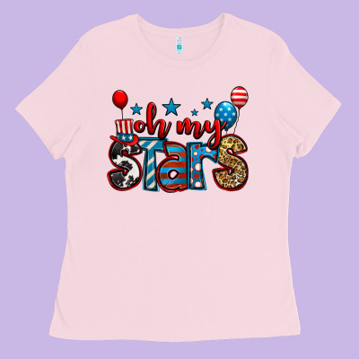 Oh My Stars 4th Of July Ladies Tee Designed By Jasminsmagicworld