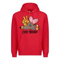 Red peace love 2nd grade Premium Hoodie - JahusDesignShop