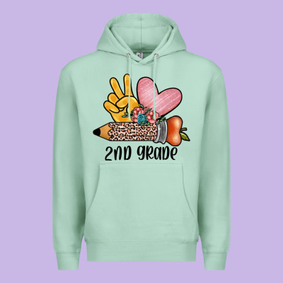 Peace Love 2nd Grade Premium Hoodie Designed By Jahusdesignshop