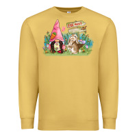 Antique Gold Easter gnome and rabbit egg hunt  Easter Day Premium Sweatshirt - CowGirlArtShop
