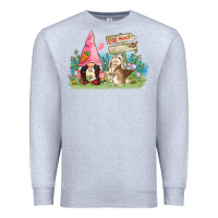 Heather Grey Easter gnome and rabbit egg hunt  Easter Day Premium Sweatshirt - CowGirlArtShop