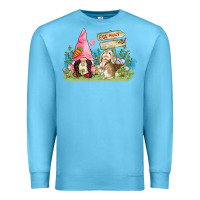 Ocean Blue Easter gnome and rabbit egg hunt  Easter Day Premium Sweatshirt - CowGirlArtShop