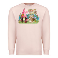 Pale Pink Easter gnome and rabbit egg hunt  Easter Day Premium Sweatshirt - CowGirlArtShop